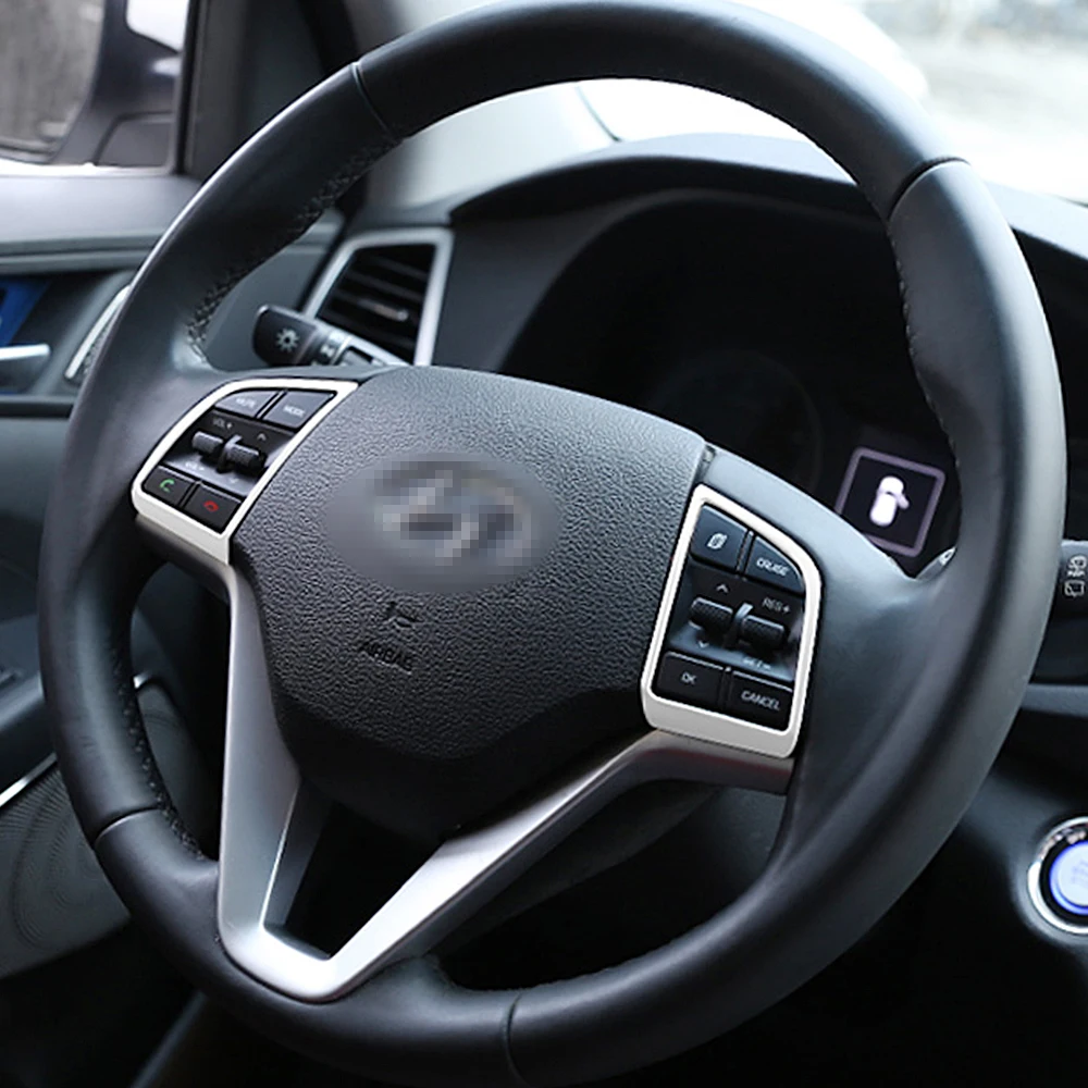 For Hyundai Tucson 2015- Carbon Fiber Color Steering Wheel Switch Button Sequins Cover Interior Decoration Trim Accessories car moulding decoration interior mouldings interior moulding trim strip car knob covers