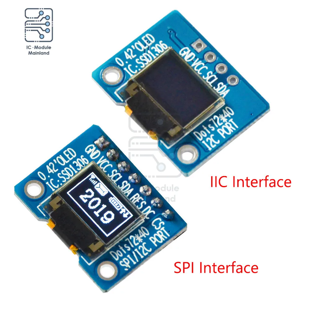 0.42 inch OLED Display Screen LCD Module 72*40 OLED Module IIC/SPI Interface White LCD Display Module 16 Pin