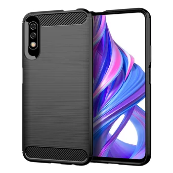 

50pcs/lot Carbon Fiber Brushed Shockproof Luxury Flexible TPU Gel Case For Huawei Honor 9X