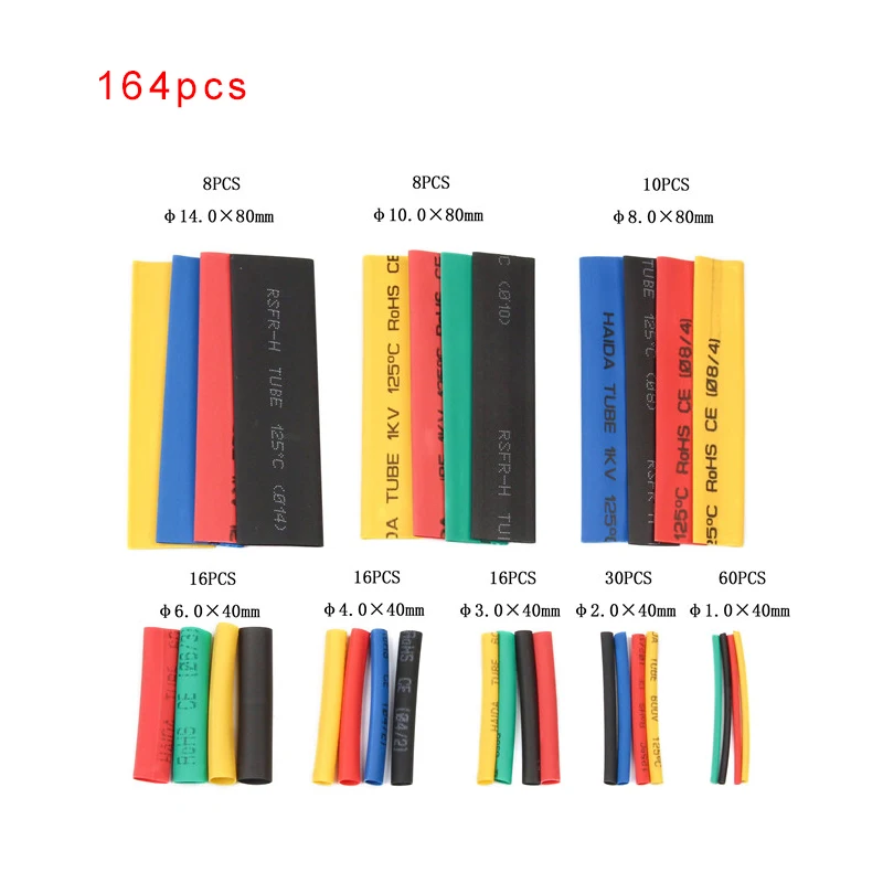 328//530Pcs 8 Sizes Assorted 2:1 Heat Shrink Tubing Tube Wrap Sleeve Cable New
