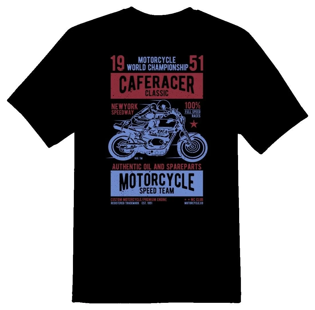 Caferacer классический гонки мотоцикл Гонки футболка команды черный или
