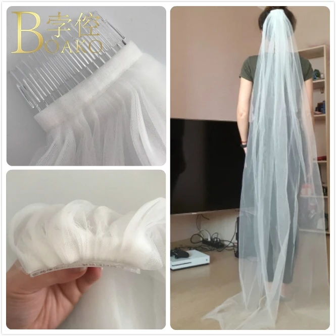 2m Long One Layer Wedding Veil Minilanism Bridal Veils Lace Cathedral Veils With Comb Wedding Accessories voile de mariee K3