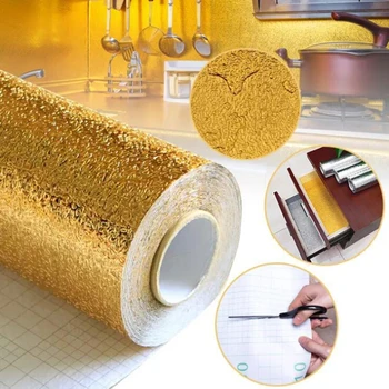 

40W*100L CM Kitchen Wall Stove Aluminum Foil Oil-proof Stickers Anti-fouling High-temperature Self-adhesive Wallpaper