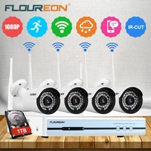 Floureon 4CH Беспроводной CCTV 1080P DVR комплект Открытый Wi-Fi беспроводной локальной сети 720P IP Камера 1 ТБ HDDSecurity видео Регистраторы NVR Системы ЕС