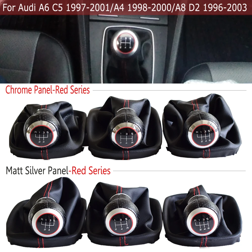 

5 Speed 6 Speed Gear MT Shift Knob Lever Stick Handle With Gaiter Boot For Audi A6 C5 (1997-2001)/A4 (1998-2000)/A8 D2 (96-03)