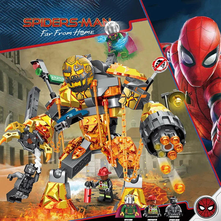 

295Pcs Marvel Avengers Super Heroes Series Spiderman Molten Man Battle 76128 Building Kit legoinglys Building Blocks Bricks Toys