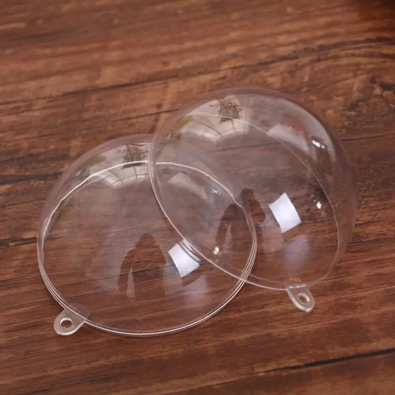 5pcs / Set Clear Plastic Craft Ball Acrylic Transparent Hollow Sphere Hanging Decor Bauble Christmas Decoration Baubles Gift