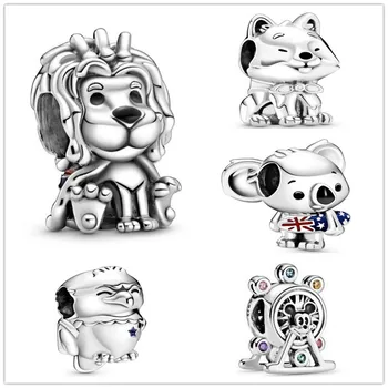 

925 Sterling Silver Charm 2020 Pre-autumn Wavy Union Jack Lion Beads Fit Women Pan Bracelet & Necklace Jewelry