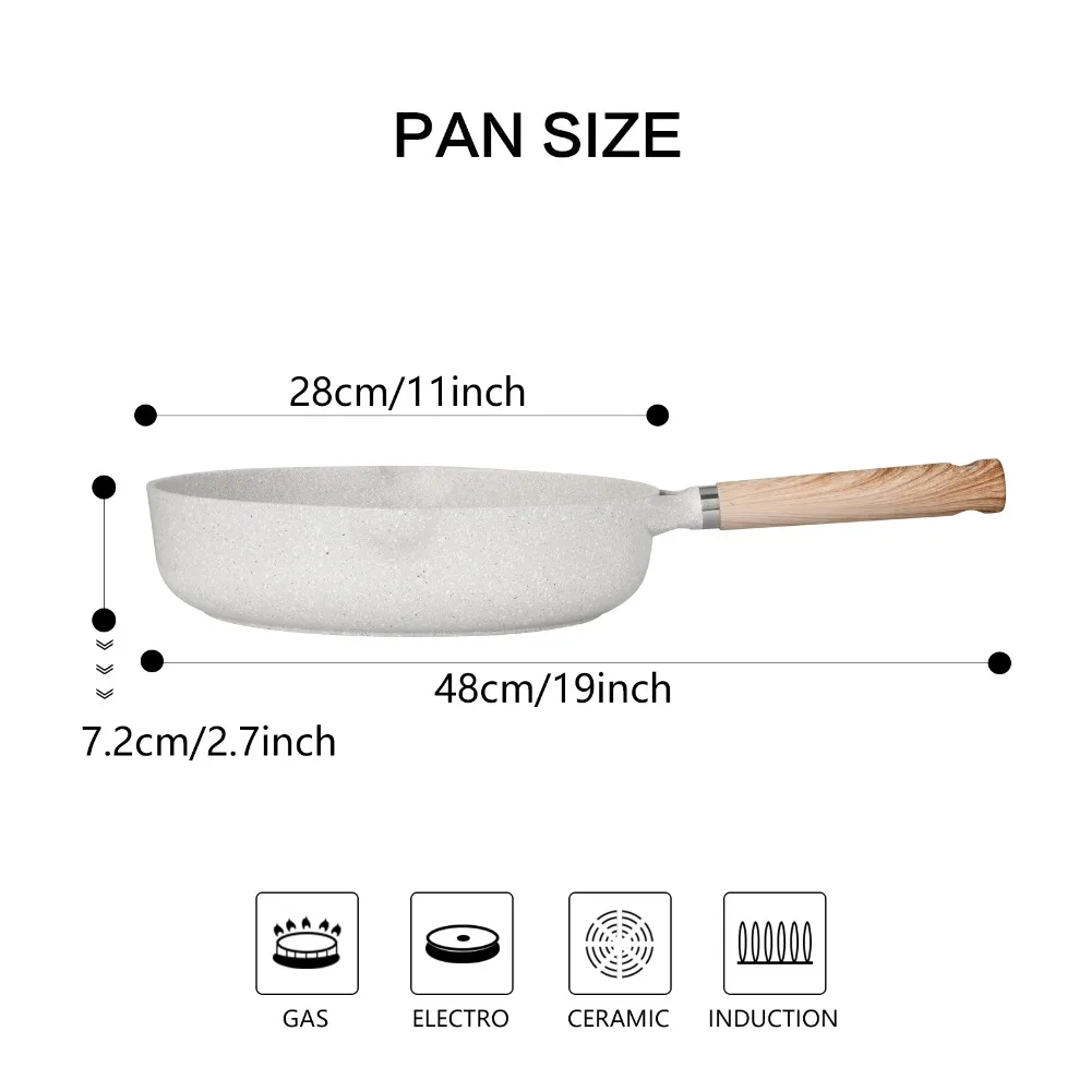 Aluminum induction skillet with non-stick coating with 28cm deep pan from the BORNEO series