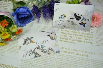 

China Wind Ink Butterfly Postcard Fresh Greeting Cards Collection Art Lenticular Recycled Recordable 15*10cm 8pcs