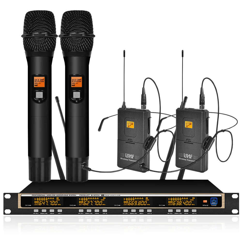 

Orban professional UHF wireless microphone system 2 handheld 2 headset microphone wireless conference microphone karaoke