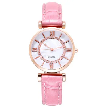 

Montre Femme Women Watches Glass Dial Ladies Quartz Wrist Watch Simple Design Leather Strap Casual Clock Gift Relojes Para Mujer