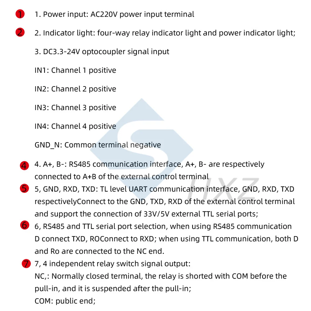 Modbus RTU Módulo de Relé de Quatro
