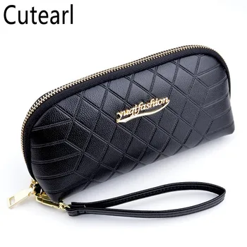 

Women Shell Style Diamond Lattices Clutch Large Capacity Long Wrist PU Wallets Fashion Zipper Letters Phone Female Card Holder