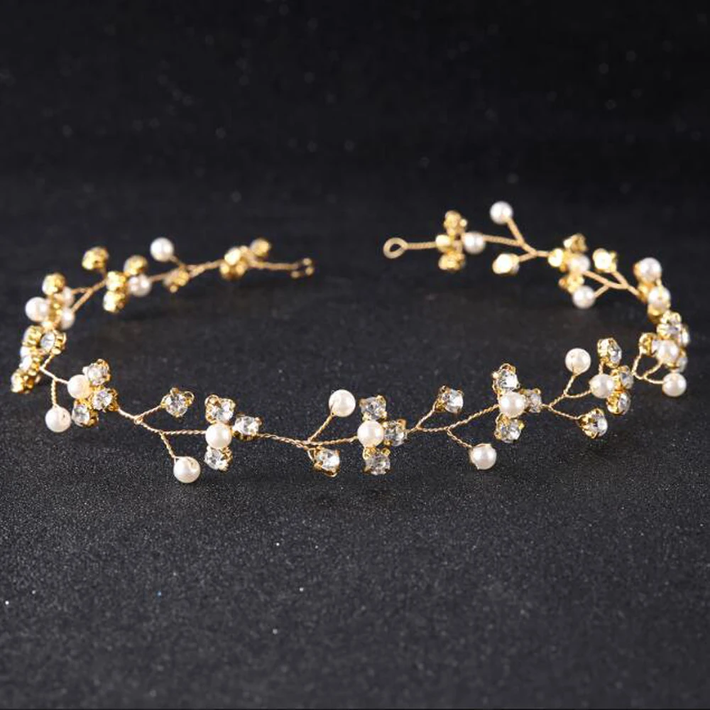 Wedding Gold Silver Rhinestones Headband Tiara Wedding Hair Vine Bridal Headband Hair Jewelry accessories for Women