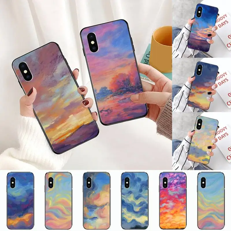 

Artistic painted oil painting landscape Phone Case for iPhone 11 12 pro MINI XS MAX 8 7 6 6S Plus X 5S SE 2020 XR