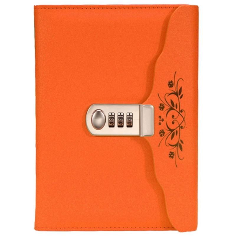 

Hot Leather Notebook Business Personal Diary with Lock Code Thick Notepad Stationery