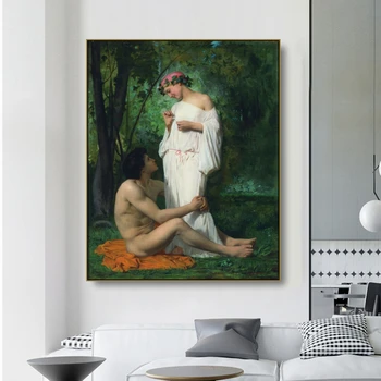 

Canvas Art Oil Painting《Idylle》Bouguereau Art Poster Picture Wall Decor Modern Home Decoration For Living room Office