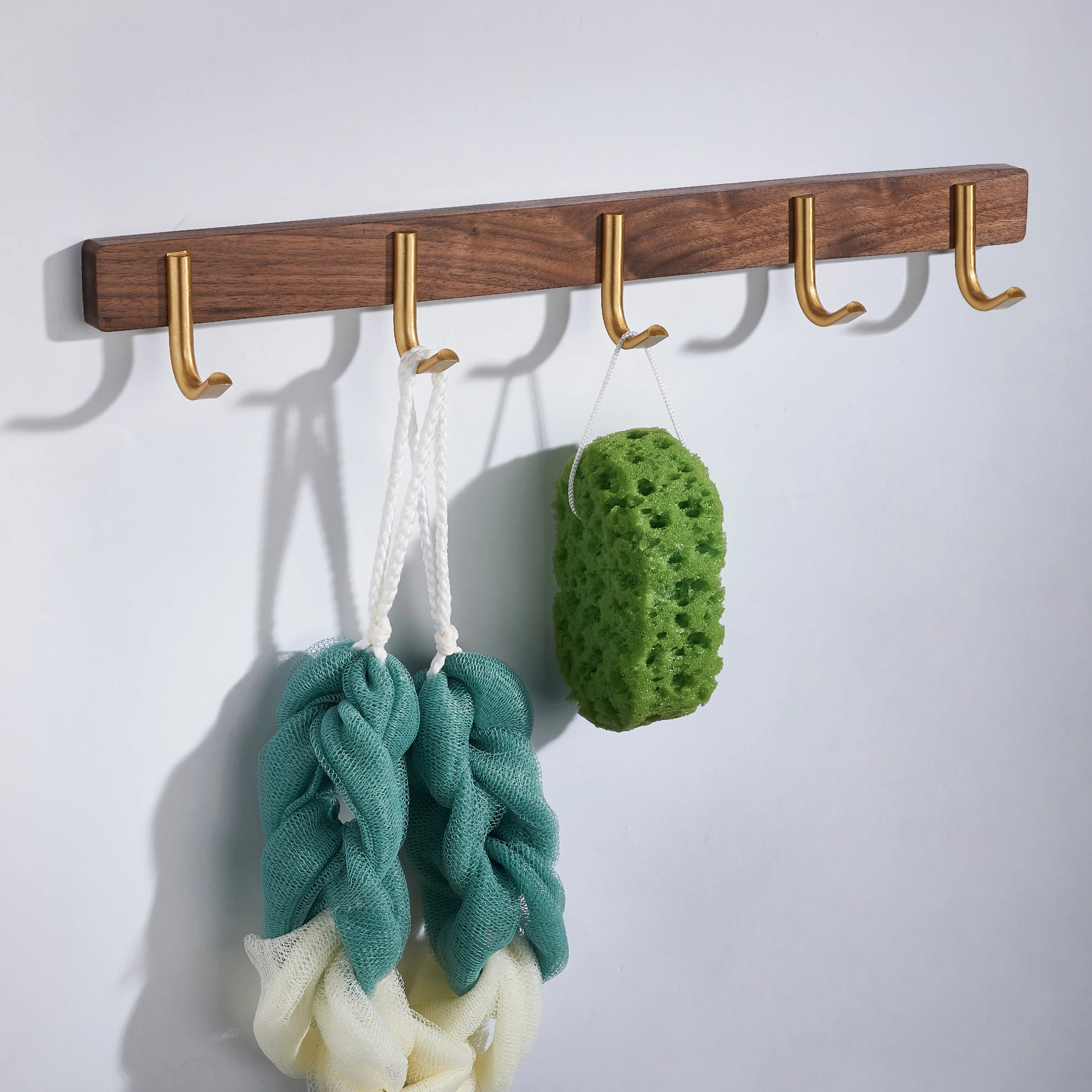 Perchero de pared de madera de haya natural hecho a mano con gancho de