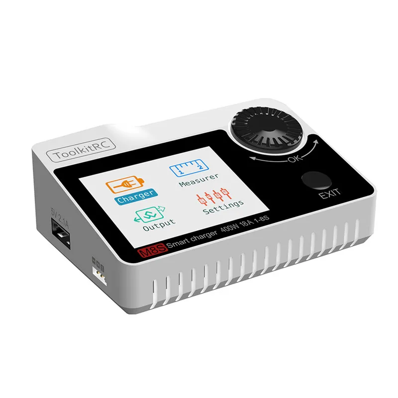 White ToolkitRC M8S 400 Вт 18A 2,4 TFT дюймовый цветной ЖК-экран баланс зарядное устройство Dis зарядное устройство для 2 S-8 S Lipo для Rc гоночный беспилотный аккумулятор - Цвет: White