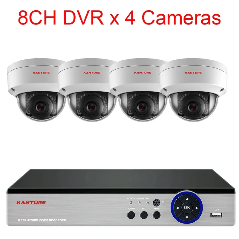 KANTURE h.265+ 8CH 4MP CCTV DVR система AHD 3MP IP66 Антивандальная камера безопасности для помещений и улицы День Ночь комплект видеонаблюдения - Цвет: 8CH DVR x 4 Camera
