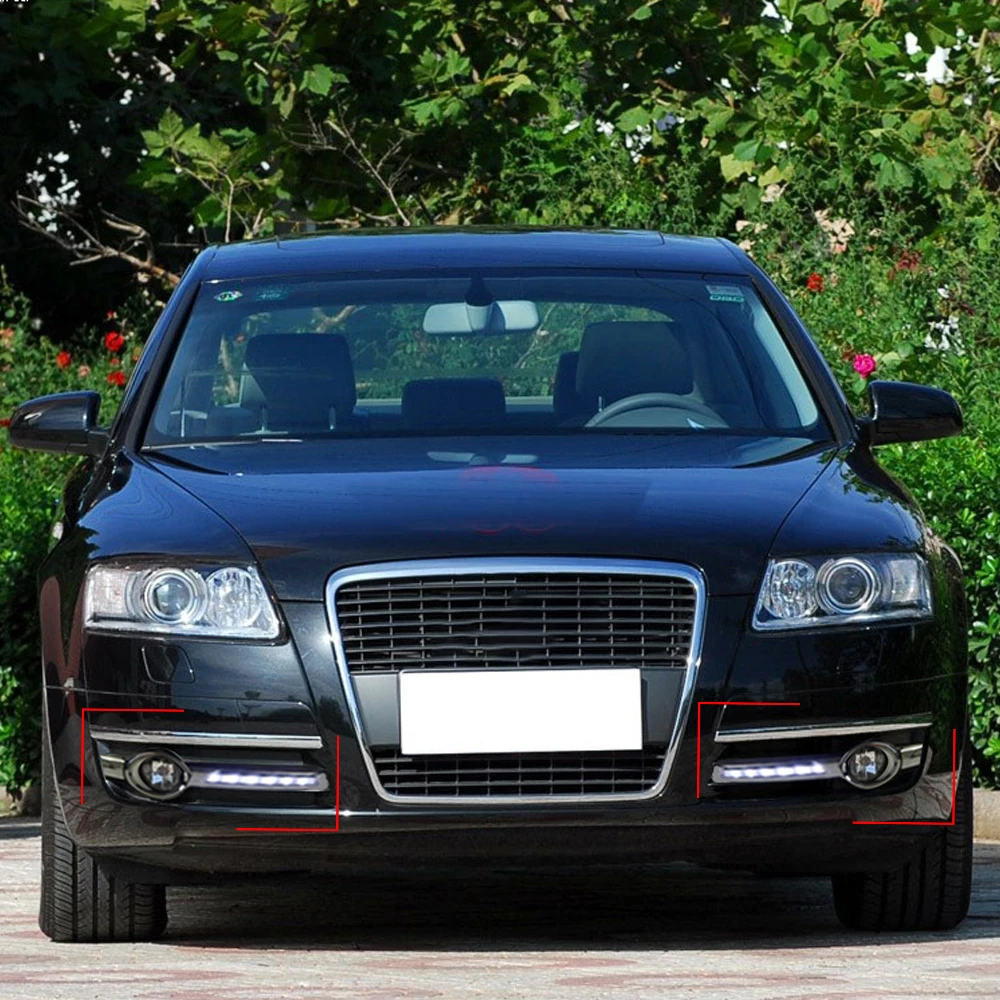 Автомобильный мигающий 1 комплект для AUDI A6 C6 2005 2006 2007 2008 светодиодный DRL дневные ходовые огни с отверстием для противотуманной фары белый и желтый сигнал