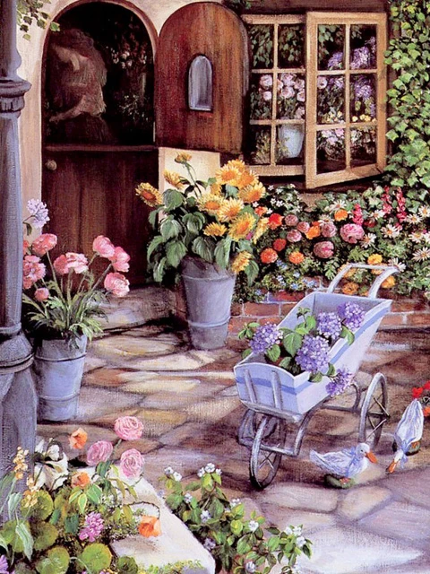 5D DIY Diamond Painting Garden Cross Stitch Diamond Embroidery Houses Rhinestones Art Kits Landscape Mosaic Home Decoration Gift QY200-1