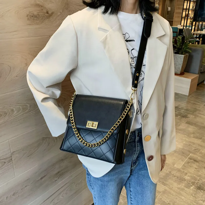 

Autumn Foreign Style Rhombus Bag Women 2019 New Tide Korean Version of The Wild Texture Messenger Bag Fashion Chain Shoulder Bag