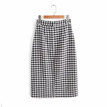 QZ375 Осенняя Женская шикарная черно-белая юбка с разрезом спереди и цветным блоком, Зимняя юбка Saias