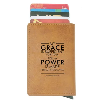 

Bible Verse My Grace is Sufficient For you Rfid Card Holder Men Women Wallets Short Purse Leather Slim Wallets Mini Wallet Gifts