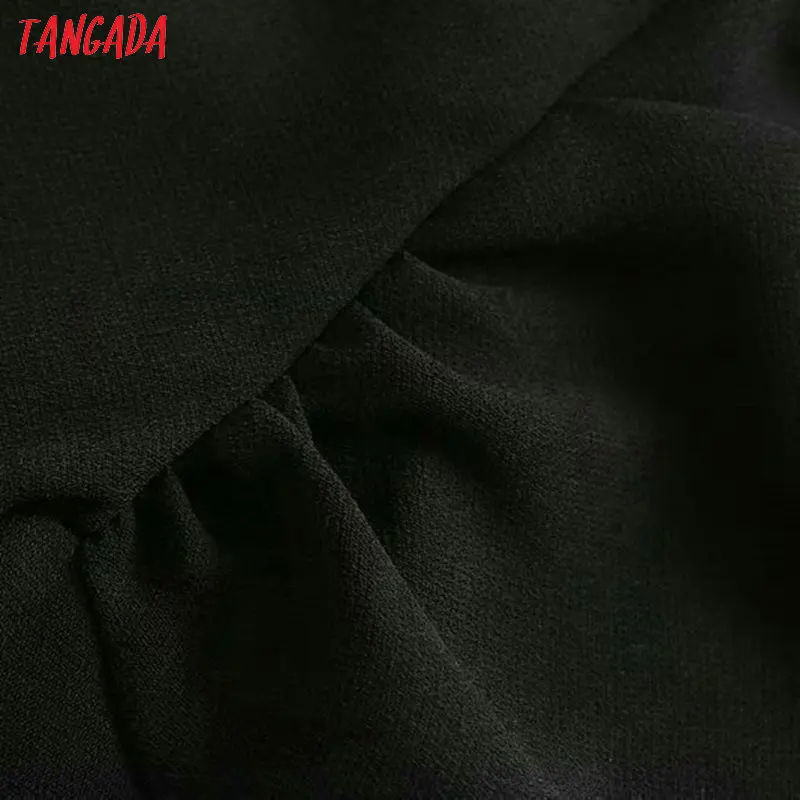 Tangada, женское элегантное черное платье миди, с молнией сзади, с высоким воротом, с длинным рукавом, винтажный стиль, для офиса, для леди, для работы, платье, vestidos 4M135