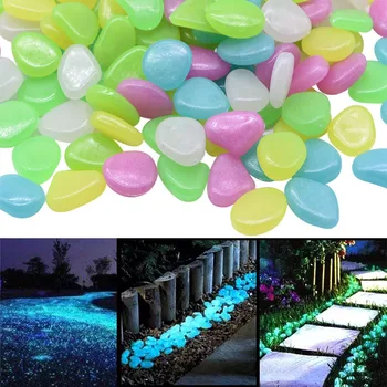 

200pcs/lot Garden Decoration Glow In The Dark Stones Glowing Decorative Pebbles Outdoor Fish Tank Luminous Stones for Aquarium