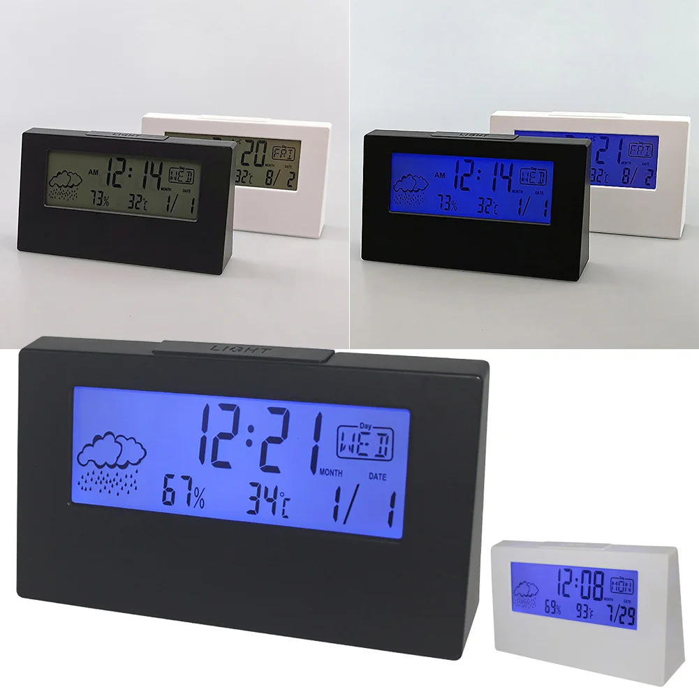 

YD001 LCD Weather Clock Temperature And Humidity Alarm Clock Display Home Bedroom Decoration LCD Table Mini Watch LCD Screen