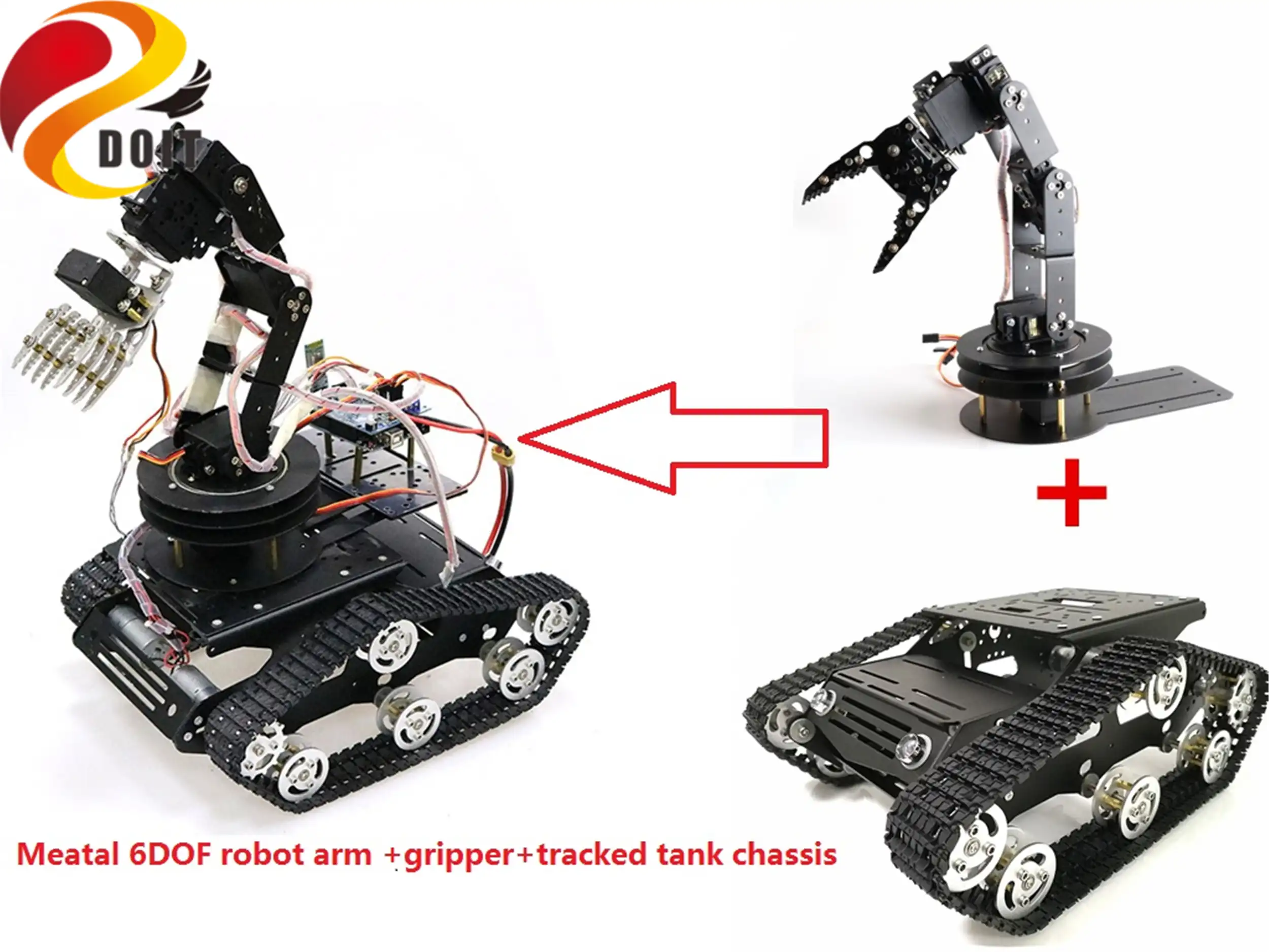 szdoit tam metal 6 eksenli robot kol tutucu y100 akilli tank sasi kiti 6dof arac robotik 6 adet servolar arduino icin rc tanks aliexpress