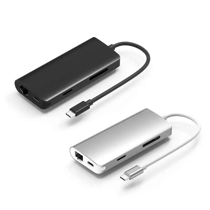 8 в 1 многофункциональная док-станция типа C к HDMI+ 3 порта USB 3,0 SD/TF кардридер RJ45 Gigabit Lan сетевой порт PD Узловая док-станция