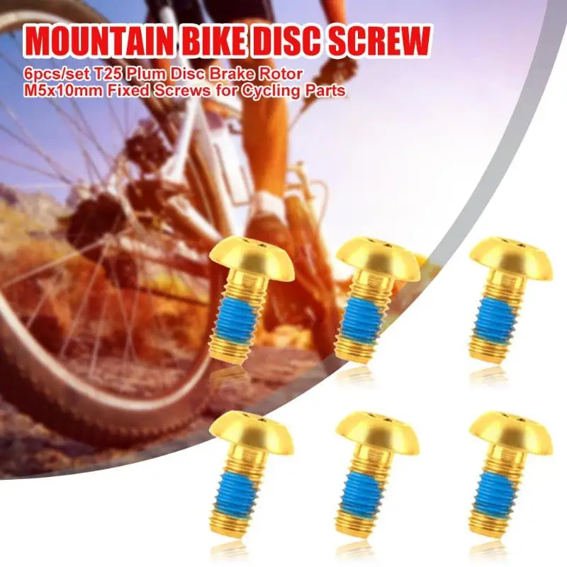 6 шт./компл. T25 сливовый дисковый тормозной ротор M5x10mm фиксированные винты для велосипедных частей