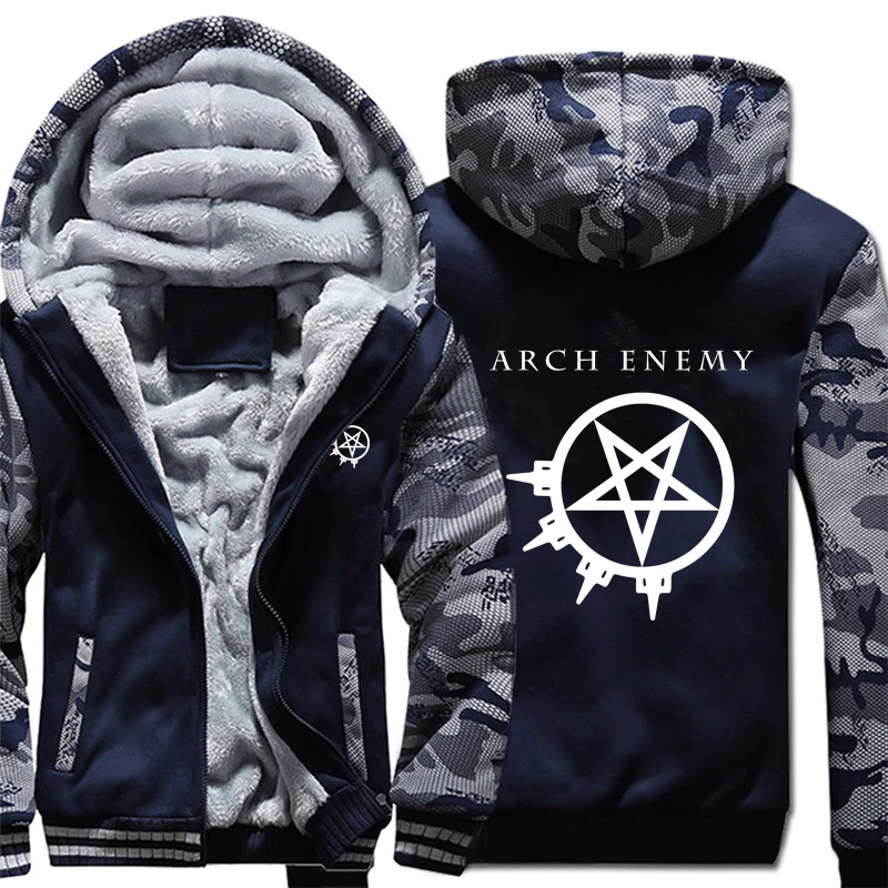 Коллекция, металлическая рок-группа Arch Enemy, толстовки с логотипом, зимние утепленные камуфляжные куртки на молнии с рукавами, мужские и женские толстовки с капюшоном, толстовки