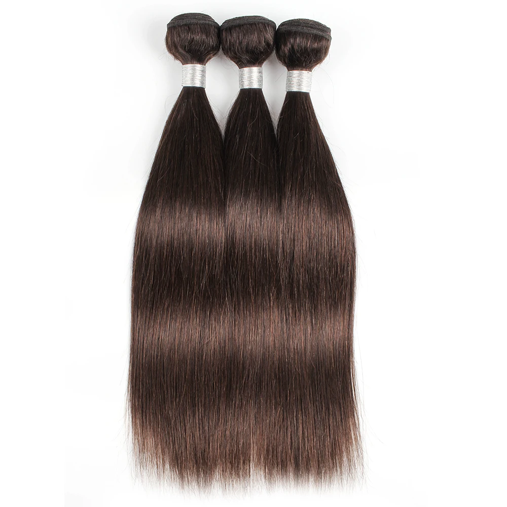 Kisshair color #2 hair bundles 1/3/4 pcs darkest brown colored Peruvian human hair tangle free 10 to 30 inch remy weft