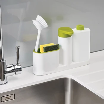 

2 in 1 Kitchen Storage Rack for Cleaning Rack Washing Sponge Brush Sink Detergent Soap Dispenser Bottle Kitchen Organizer Gadget
