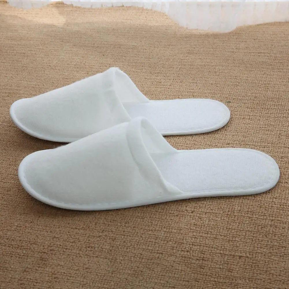 1/10PCS Unisex Home Guest Hotel Slipper Travel White Cotton Portable Disposable Slippers Salon Spa Indoor Non-slip Adult Slipper 3