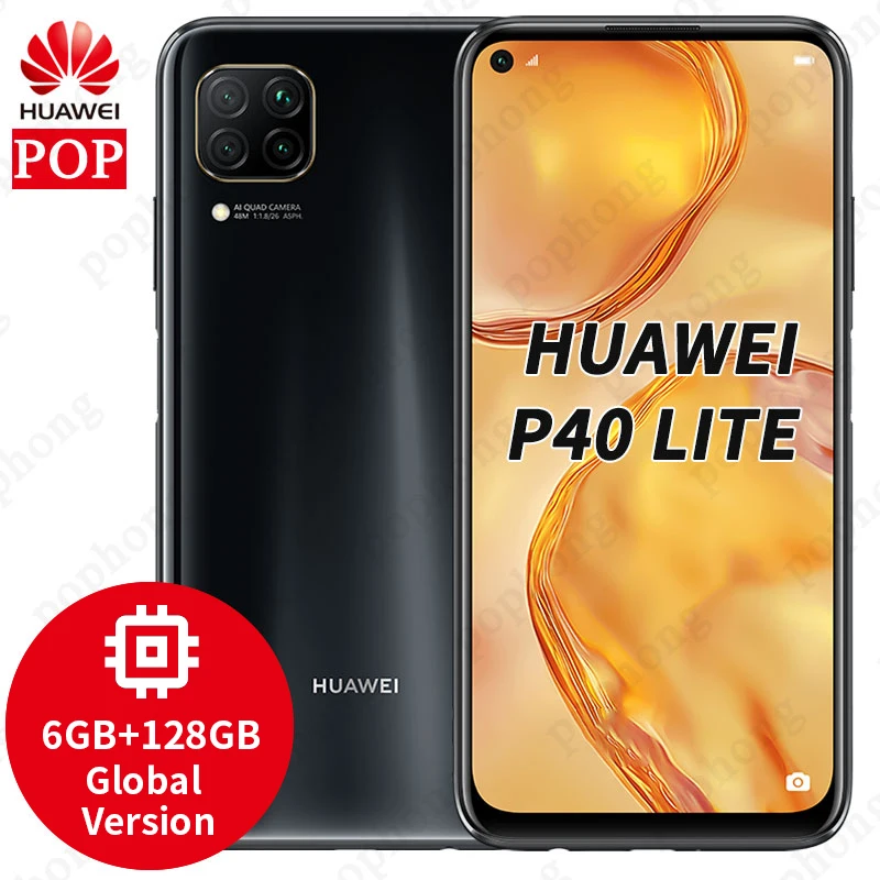 Глобальная версия Huawei P40 lite мобильного телефона 6 4 дюймов Kirin 810 Octa Core ГБ 128 64MP Quad