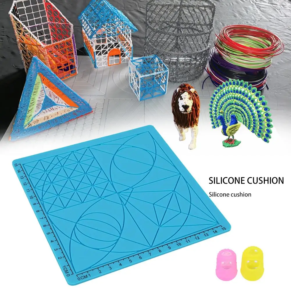 3D Ручка для печати, силиконовая Геометрическая копия DIY Дизайн коврик для рисования с базовым шаблоном 2 силиконовых колпачка Ручка инструмент для рисования