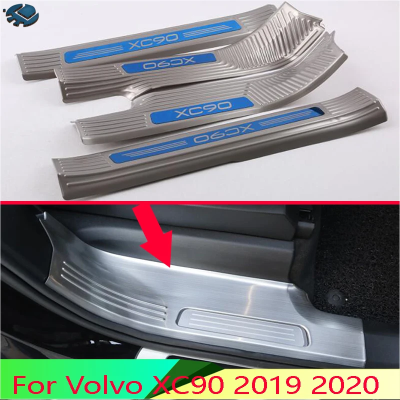 

For Volvo XC90 2015-2020 Stainless Steel Inner Inside Door Sill Panel Scuff Plate Kick Step Trim Cover Protector