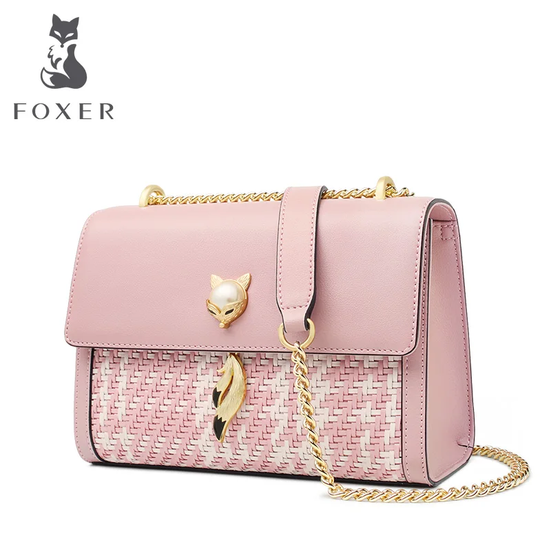 

FOXER Brand Women Split Leather Crossbody Bag Lady Hasp Chain Flaps Shoulder Bags Special Purse Shoulder Bag for Female 996033F