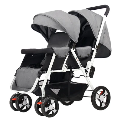 Twin Baby Strollers Lightweight Folding Front Rear Reclining Trolley Baby Double Stroller Can Lie Flat - Цвет: C1