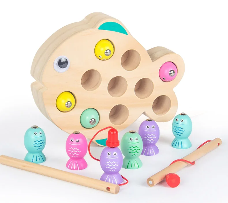 Детские деревянные игрушки, игрушка рыба, магнитная игра для рыбалки, Раннее Обучение, развивающие игрушки-головоломки для детей, подарки для мальчиков и девочек