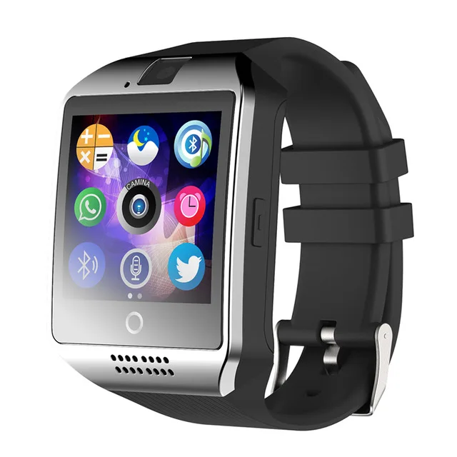 Смарт-часы OllyMurs Q18 с камерой, Bluetooth, умные часы с sim-картой, наручные часы с функцией телефонного звонка для ios, Android, носимые устройства - Цвет: Black Sliver