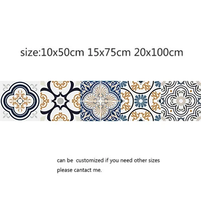 20x100 см кухонные наклейки для настенной плитки, водостойкие декоративные художественные фрески для ванной комнаты, линия талии, виниловые наклейки на стены, марокканские - Цвет: 2