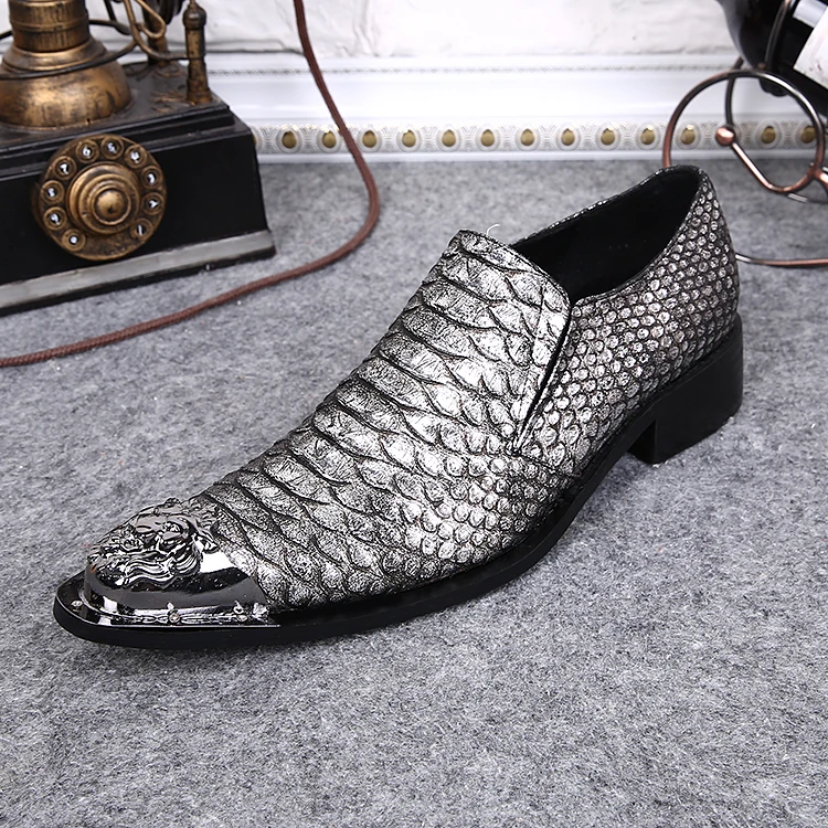 

New Men's Designer Snake Pattern Men Formal Shoes Genuine Leather Wedding Dress Shoes Office Classic Business Oxford Shoe