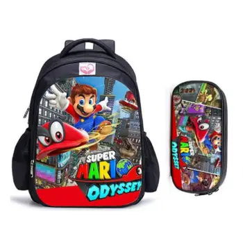 

16 Inch Mario Bros Children School Bags Orthopedic Backpack Kids School Boys Girls Catoon Bags Daily Mochila Infantil